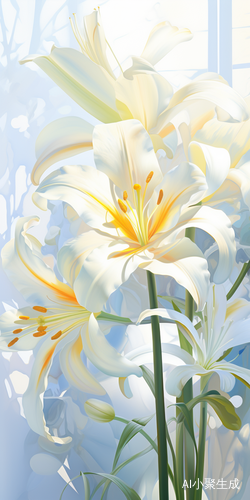 阳光白色 百合花与花海之美