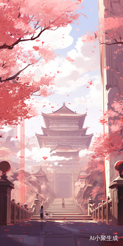 樱花与中国古刹的春日粉色悠韵