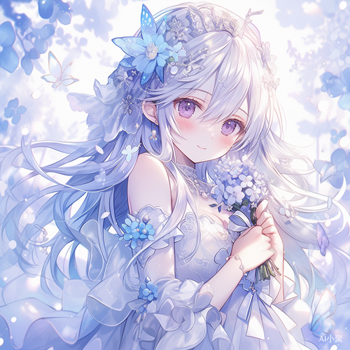 Luminous and Dreamlike: Anime Girl with Long White Hair