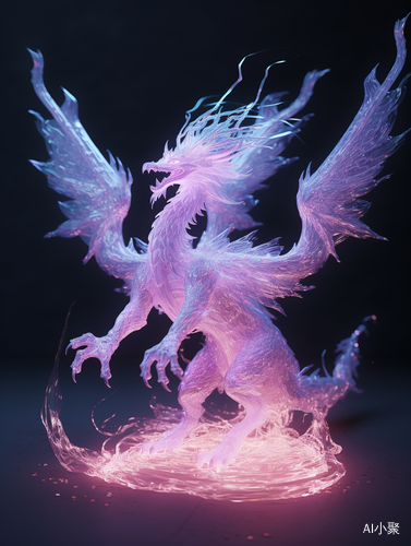 Translucent Fluorescent Glow Particle: Dissolving Dragon with Optical Flares