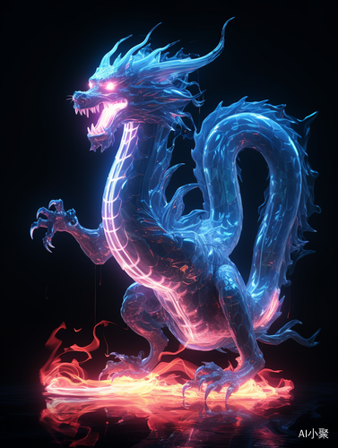 Translucent Fluorescent Glow Particle: Dissolving Dragon with Optical Flares