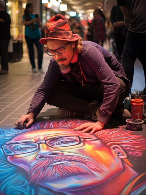 ccn art competition 2015 europe's top chalk artist photo, in the style of candid shots of famous figures, light red and dark azure, magewave, light yellow and dark black, beautiful, avocadopunk, depicts real life all of which have high-definition picture quality.super wide angle and all kinds of details, sparkling and crystal clear.8kv4ar 9:19