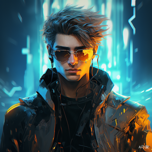 Cyberpunk NFT Art: Brightly Lit, Cute, High-Detailed Boy