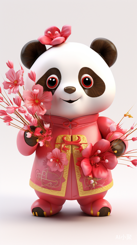 Cute panda emoji package for the Spring festival