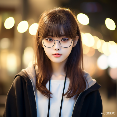 清秀女大学生，18岁，戴眼镜