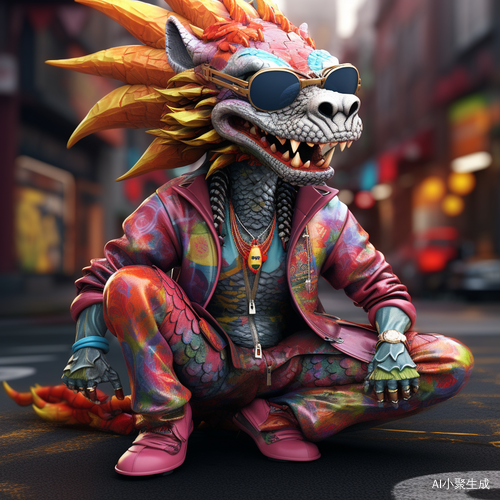 Fashionable Chinese Dragon: A Punk-Style Pixar Masterpiece