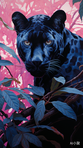 Realistic Black Leopard in Vibrant Pop Surrealism