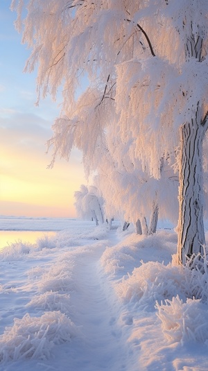 美丽的雪景早上