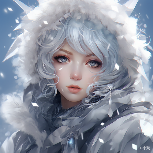 动漫风格少女穿着雪冰服装