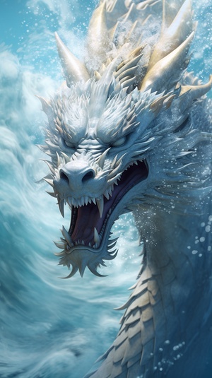 Surreal Oriental Dragon in Sparkling Water - A Stunning Artistic Capture