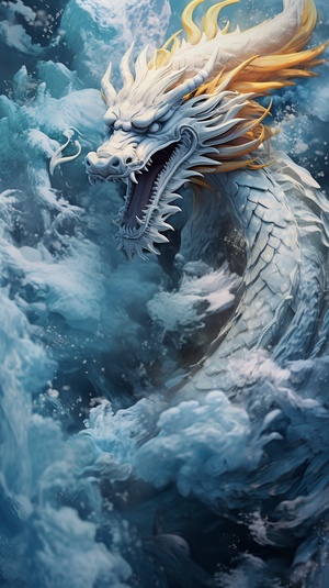 Surreal Oriental Dragon in Sparkling Water - A Stunning Artistic Capture