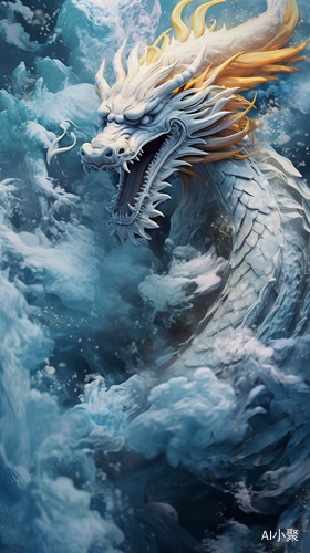 Surreal Oriental Dragon in Sparkling Water - A Stunning Artistic Capture