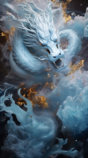 Surreal Oriental Dragon in Sparkling Water - A Stunning Artistic Capture