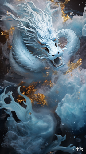 Surreal Oriental Dragon in Sparkling Water - A Stunning Artistic Capture