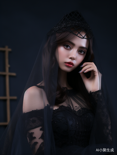 超细节高清黑色美女婚纱