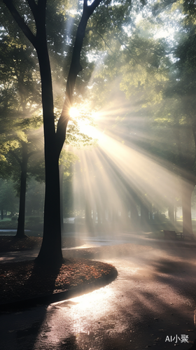 Virtual Reality Park with Misty Ambient Sculptures