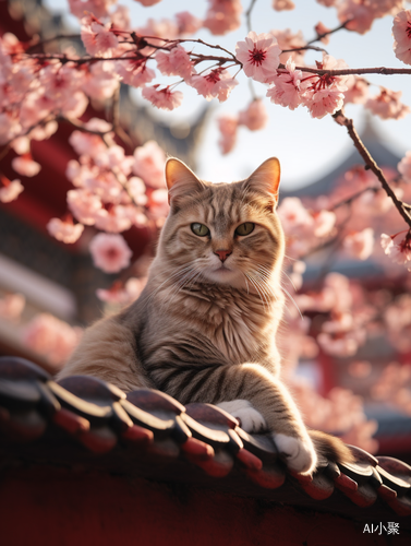 故宫红墙梅花猫漂亮光影