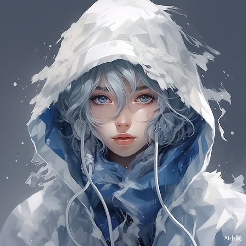 动漫风格少女穿着雪冰的服装