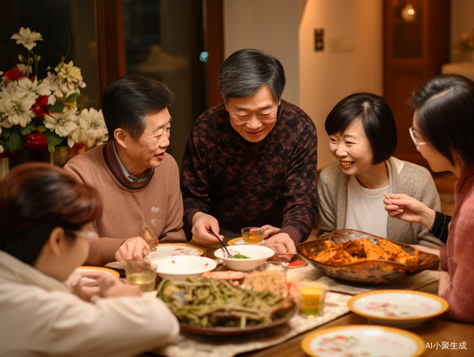 温馨团圆，美味佳肴，欢乐聚餐