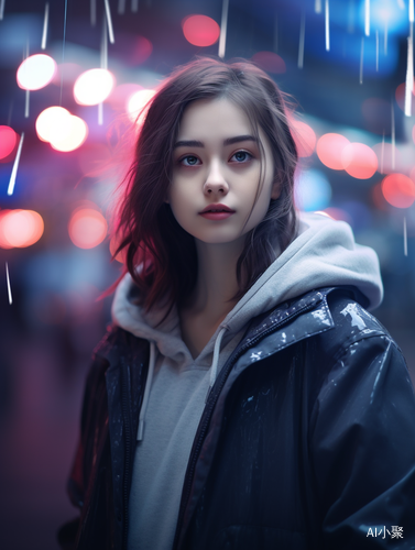 Girl in Double Exposure Photo with City Lights in Raw Stylized 4:5 Style