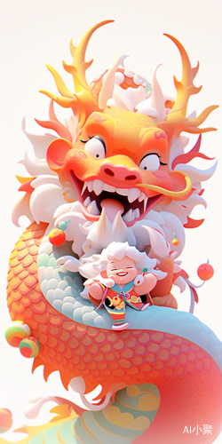 Lovely Chinese Dragon and Cat: Colorful Cartoon Characters with 4K Studio Lighting