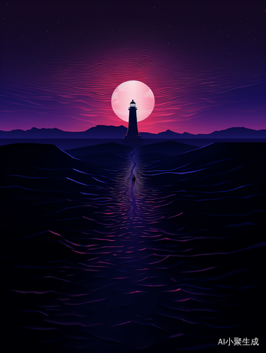Minimalist Mountain Road with Lighthouse Illustration