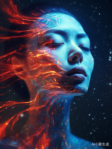 中国女人的头像在星空中浮现