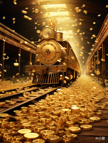 Train with Gold Coins in Mysterious Dreamlike Scenes