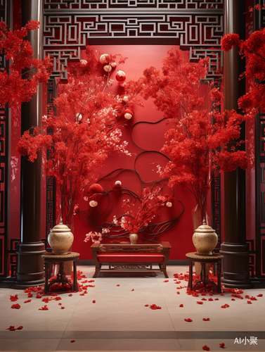 Chinese Siheyuan: A Red and Golden Theme in a Deserted Courtyard