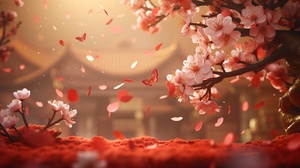 Spring Festival scrolls，super realistic,macro scene,big ，atmosphere,rendered in C4d,texture-based, realistic details, movielighting, 8k