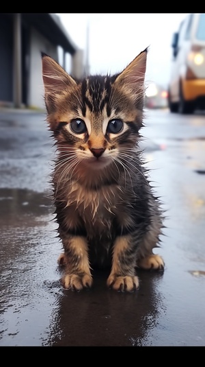 流浪猫妈妈被撞，小猫咪不离不弃，令人心疼