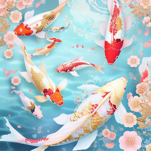 Texture Frosted Artistic Mood Ink Story Colorful Koi Fish