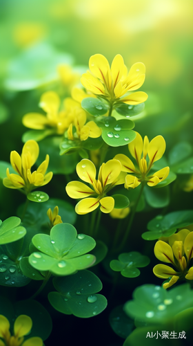 Clover Green Plants 32k UHD Style Romantic and Nostalgic Themes Yellow and Pink Macro Shot