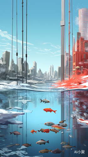 Hyperrealistic Fish Ice and City in Realist Style