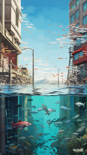 Hyperrealistic Fish Ice and City in Realist Style