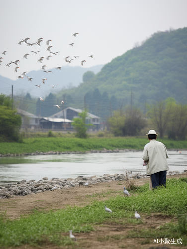 西塞山前白鹭翱翔，江岸桃花盛开，渔翁垂钓不返家