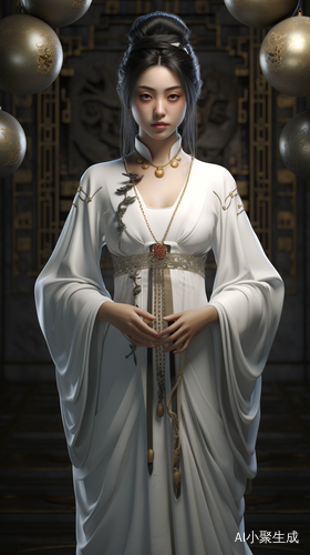 高级中国女仆，虚幻引擎5风格，星星艺术集团