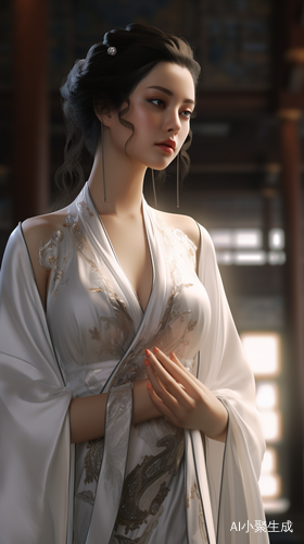 白色中式礼服 — 西夏insei在PS5风格下的闪亮32K画质