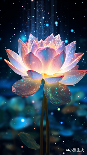 莲花彩色数字图像的细致幻想，明亮多彩的光学耀斑