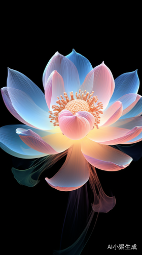 莲花彩色数字图像的细致幻想，明亮多彩的光学耀斑