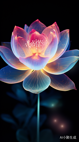 莲花彩色数字图像的细致幻想，明亮多彩的光学耀斑
