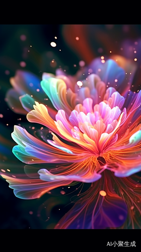 莲花彩色数字图像的细致幻想，明亮多彩的光学耀斑