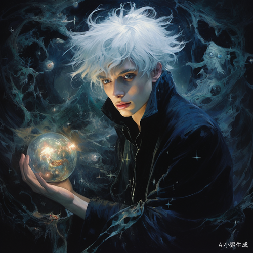 年轻高大的男人与野兽小宠物和小精灵的银河冒险