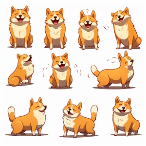 Cute Dog with Multiple Poses and Keith Harlem's Graffiti Style Illustrations