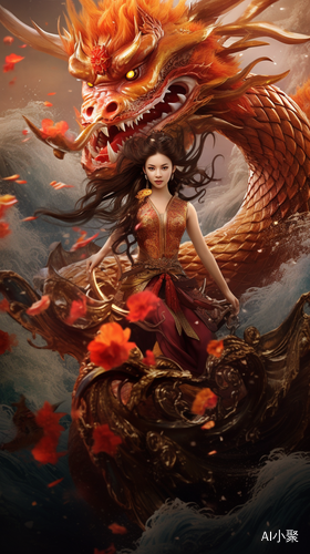 Dragon-riding Beauty: A Dream-like Chinese New Year Banner