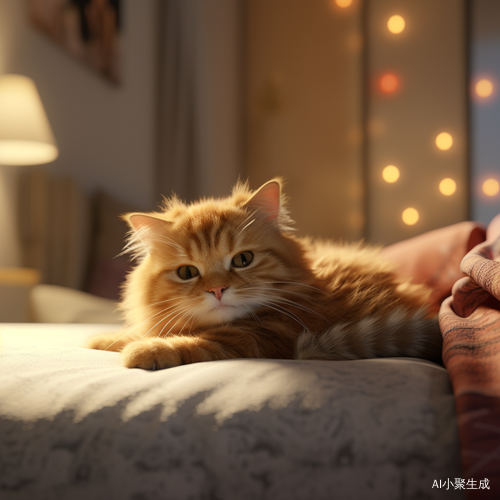 懒洋洋的猫猫躺在床上