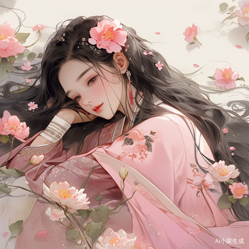 中国古典少女：粉色宋代服装下的插画艺术