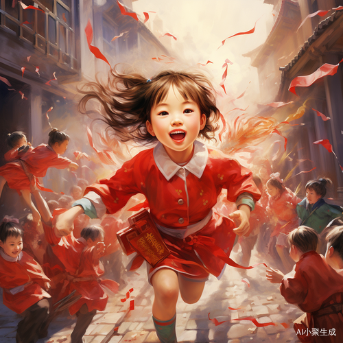中国新年儿童欢欢乐乐