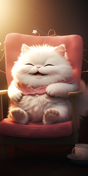 Charming and Enjoyable Chubby White Cat in Zbrush Style