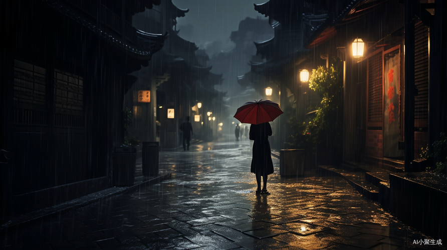 暴风雨中的孤独女人